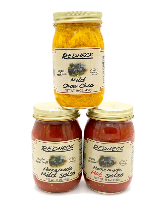 Redneck - Salsa 3 Pack (Chow Chow, Mild Salsa, Hot Salsa)