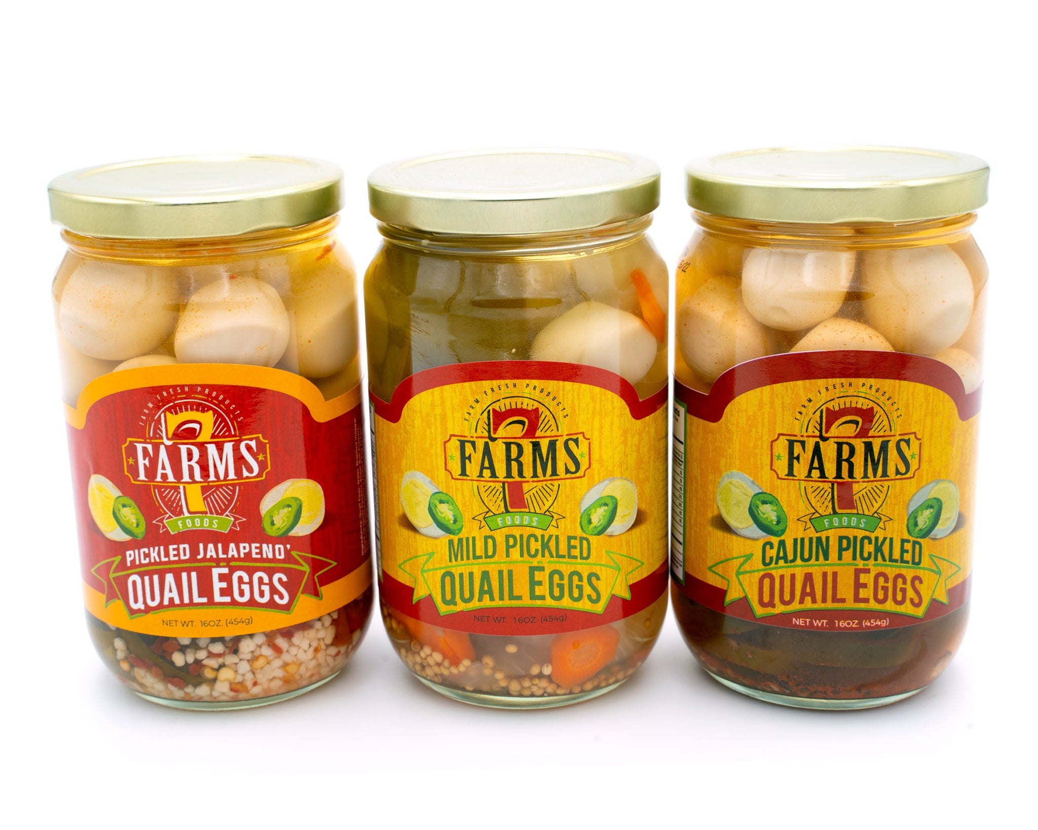 7 Farms Quail Eggs 3 Pack (Jalapeno, Cajun, & Mild) Grumpy Man Foods